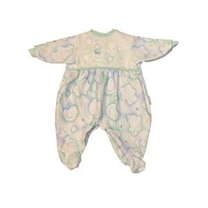 Vintage Baby PJ One Piece 3-6 Months Little Me Snap Buttons Moon Mouse Clouds